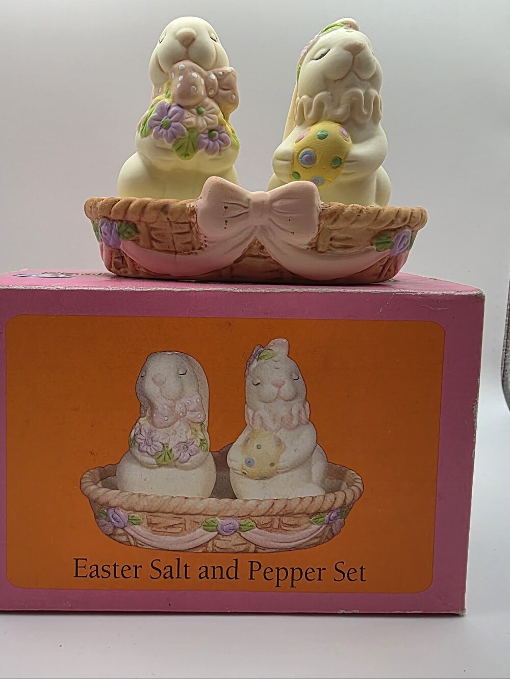 Easter Bunny Salt & Pepper Set - Pastel Pink, Yellow, Cream